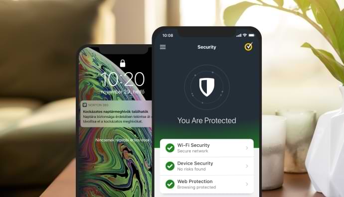 A Mobile Security alkalmazás két mobileszközön jelenik meg